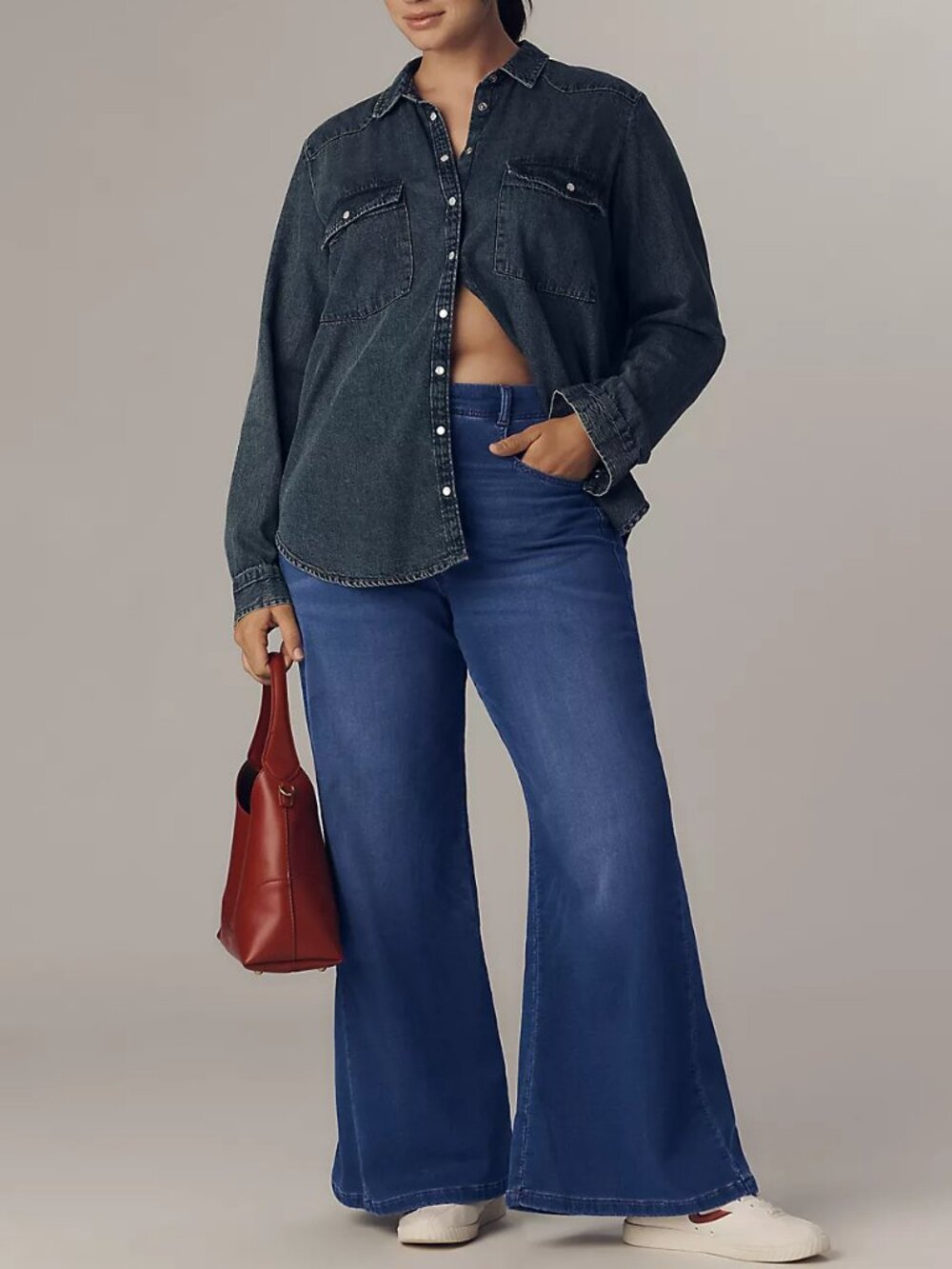 Adi Knit Mid-Rise Flare Jeans by Pilcro